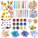 Resin Accessories - Mostof 90PCS Resin Jewelry Making Supplies Kit with Dry Flowers, Gold Leaf,Glitter,Mylar Flakes, Fruit Slices, Mermaid Beads, Cat Stickers, Art Craft Glitter for Nail Art and Craft