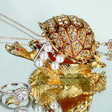 YUFENG Turtle Hinged Trinket Box Handmade Golden Tortoise Bejeweled Box Collectible (Gold)