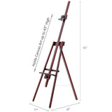 MEEDEN Lyre Easel Tripod Easel for Display and Painting, Sturdy A-Frame Design, Adjustable Rear Support Display Easel, Solid Beechwood Easel, Holds Canvas up to 43 inch, Rosewood Finish