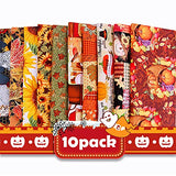 Souarts 10pcs Thanksgiving Fabric, 20x20inch/50x50cm Cotton Fabric Bundle, Squares Fabric Craft Sewing Quilting Patchwork Cloths, DIY Craft Pattern Square Fabric(Orange Thanksgiving，20inch/50cm)