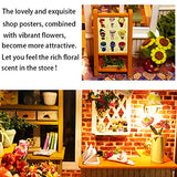 Dollhouse Miniature with Furniture,DIY 3D Wooden Doll House Kit Flower Shop Style Plus with Dust Cover and Music Movement,1:24 Scale Creative Room Idea Best Gift for Children Friend Lover M009