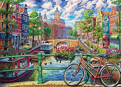 DIY 5D Diamond Painting by Number Kits, Diymood Painting Sea Town Bicycle Paint with Diamonds Arts Full Drill Canvas Picture for Home Wall Decor 30x40cm(12x16inch)