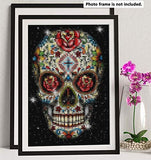 Yomiie 5D Diamond Painting Skull Full Drill by Number Kits, 2 Pack DIY Paint with Diamonds Art Rhinestone Embroidery Craft Decorations 30x40cm (12x16 inch) a123