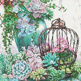 DIY 5D Diamond Painting by Number Kits,Crystal Rhinestone Diamond Embroidery Paintings Pictures Arts Craft for Home Wall Decor,Full Drill,Succulent Plants,15.8x15.8inch
