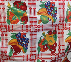 Polycotton Fabric Printed TARTAN FRUITS WHITE / 60" Wide / Sold by the Yard