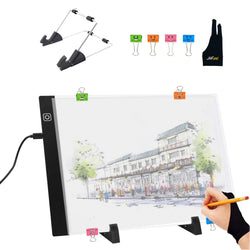 A4S Light Pad Diamond Painting Light Board Tracing Table Light Box Memory Function Led Drawing Board Artcraft Tattoo Copy Quilting Xray Pad w/Clips Stand and Artist Glove