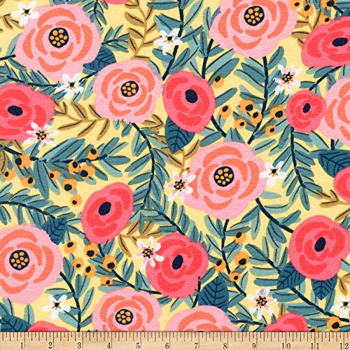 Robert Kaufman Laguna Jersey Knit Prints Yellow Flowers Fabric by The Yard