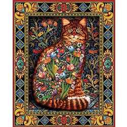Artoree DIY 5D Diamond Painting by Number Kit for Adult, Full Drill Diamond Embroidery Kit Home Wall Decor-14x18" Abstract Cat