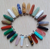 24pcs Hexagonal Healing Point Bullet Chakra Charm Stone Beads Semi-Precious Gemstone Rock Crystal