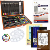 US Art Supply 82 Piece Deluxe Art Creativity Set in Wooden Case with BONUS 20 additional pieces -