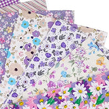 CJINZHI Fat Quarters Fabric Bundles, 7pcs/lot 19.69x19.69inches(50x50cm) Cotton Fabric Quilting Squares Precut Patchwork Quarter Sheets for Sewing Crafting Purple Floral Pattern