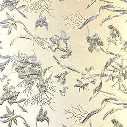 Senecio Floral Jacquard Fabric Metallic 3D 60" Wide sold By The Yard for Upholstery, Crafts and