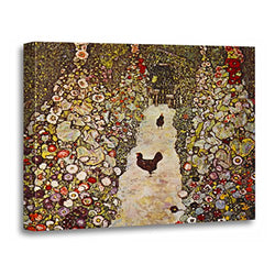 TORASS Canvas Wall Art Print Gustav Klimt Garden with Landscapes Rooster Paintings Chicken Artwork for Home Decor 16" x 20"