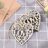 Tinksky Heart Wooden Embellishments Crafts Hanging Ornament for Wedding Valentine's Day gift DIY,