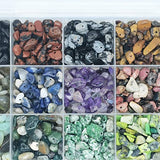 Maonewque Gemstone Chips Beads DIY Jewelry Making, Healing Engry Crystals Polishing Crushed Irregular Shaped Beads with Box(15 Material-3)