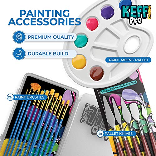 KEFF Acrylic Paint Set for Adults - Art Painting Supplies Kit with