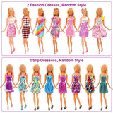 BARWA 20 Pcs Doll Clothes and Accessories Including 2 Sequins Dresses 2 Floral Dresses 4 Casual Dresses 2 Mini Dresses with 10 Shoes for 11.5 inch Girl Dolls