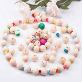 300Pcs 20mm Natural Wood Beads for Crafts, Paxcoo Unfinished Wooden Loose Spacer Beads for Crafts, Necklace Garland Making
