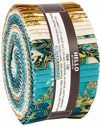Terracina Teal Colorstory by Christine Marques Roll up 40 2.5-inch Strips Jelly Roll Robert Kaufman