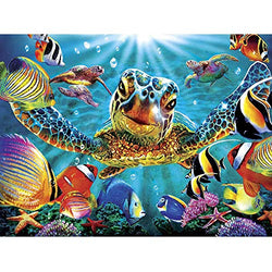 DIY 5D Diamond Painting By Number Kits for Adults Full Drill Dog Tiger Sea Turtle Diamond Art for Home Wall Decor (B)