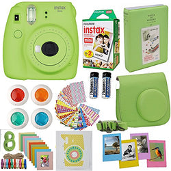 Fujifilm Instax Mini 9 Instant Camera Lime Green + Fuji Instax Film Twin Pack (20PK) + Camera