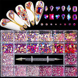 Nail Rhinestones - Professional Nail Crystal Kit, 9000pcs Multi Shapes Glass Crystal AB Rhinestones for Nail Art for Nail Art Supplies Accessories (8)