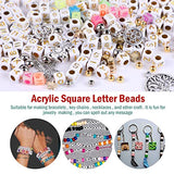 1510PCS Gold Letter Beads Acrylic Square Beads for Jewelry,Heflashor White Cube Letter Beads DIY Accessories Kits Alphabet Beads A-Z Heart Beads for Jewelry Making/Bracelets/Necklaces,Large 6 X 6mm