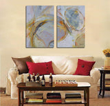 Canvas Wall Art Abstract Circle Stripes Yellow Painting Prints, Modern Geometric Vertical 24"x36" 2 Panels Blocks Pictures Gallery and Framed for Living Room Bedroom Home Office Kitchen Décor Original