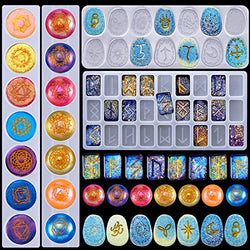 7 Chakras Stones Resin Mold Rune Silicone Mold Symbol Rune Letter Epoxy Mold DIY Symbol Word Casting Mold DIY Resin Craft Molds for Handmade Crafts Making Supplies