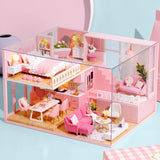 CUTEBEE Dollhouse Miniature with Furniture, Wooden DIY Dollhouse Kit Plus Dust Proof and Music Movement, 1:24 Scale Creative Room Idea (Warm Hours)