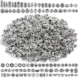 500 Pcs Bracelet Spacer Beads for Jewelry Making, Silver Spacer Beads Bulk Random Styles Loose Spacer Metal Charm for Bracelets, Necklace, Earring Making DIY Jewelry Accessories