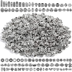 500 Pcs Bracelet Spacer Beads for Jewelry Making, Silver Spacer Beads Bulk Random Styles Loose Spacer Metal Charm for Bracelets, Necklace, Earring Making DIY Jewelry Accessories