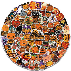 100Pcs Halloween Pumpkin Stickers,Vinyl Waterproof Stickers for Laptop,Bumper,Skateboard,Water Bottles,Computer,Phone, Funny Halloween Pumpkin Stickers for Kids Teens Adult (Halloween 100PCS Stickers)
