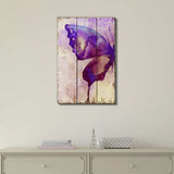 wall26 - Purple Watercolor Butterfly Wings Over Wood Panels - Nature - Canvas Art Home Decor - 16x24 inches