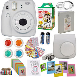 Fujifilm Instax Mini 9 Instant Camera Smokey White + Fuji Instax Film Twin Pack (20PK) + Camera
