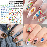 24 Sheets Nail Stickers Nail Art for Women Girls Kids Decoration Self Adhesive DIY Nail Design Summer Nail Decals Tattoos 1000+ Pieces with 1 Tweezers