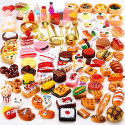 Sumind 100 Pieces Miniature Food Drinks Toys Mixed Pretend Foods for Dollhouse Kitchen Play Resin Mini Food for Adults Teenagers Doll House