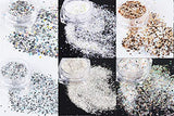 Nail Glitter Holographic Nail Acrylic Powder Sequins Different Mixed Retro Copper Sparkles 3D Flakes for Acrylic Nails Women Nail Art Decoration Manicure DIY Cosmetic (6 Boxes)