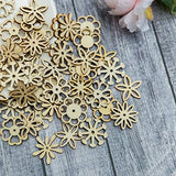Flower Shape Wood Slices, Unfinished Wood DIY Craft Ornament 100pcs