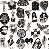 Black-and-White Gothic Retro Skull Sticker Vinyls Decals for Laptop,Cars,Motorcycle,Bicycle,Skateboard Luggage,Bumper Stickers Hippie Decals Bomb Waterproof