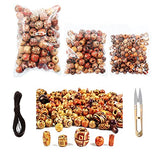 400pcs Various Shaped Painted Wooden Beads Loose Spacer Beads (Round, Oval, Cubes, Tubular )for DIY