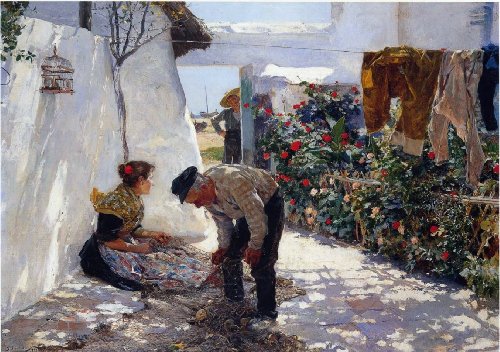 Joaquin Sorolla Y Bastida A Fishing Net - 18" x 27" Premium Canvas Print