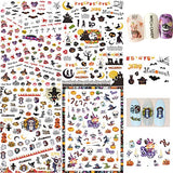 Halloween Halloween Nail Art Stickers Decals 1500 Pcs, 3D Self-Adhesive DIY Nail Sticker Decorations for Halloween Party and Daily (12 Sheets)