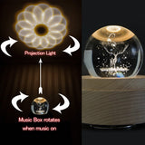 3D Crystal Ball Music Box The Dear Luminous Rotating Musical Box with Projection LED Light and Wood Base Best Gift for Birthday Christmas (A2 Deer)