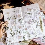 ZMLSED Vintage Natural Stickers, 45Pcs Daisy Vinyl Decorative Retro Decals Adhesive Watercolor Aesthetic Trendy for Scrapbook Laptop Skins Album DIY Craft Daily Planner