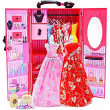 Baby Doll Clothes Girls Toys - 102 Pcs 11.5 Inch Kids Dolls Toy Accessories with Closet Wedding Dress, Dress Outfits Tops, Pants Shoes Hangers Bags Christmas & Birthday Gifts for Girls Age 3 4 5 6 7 8