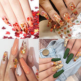 12 Colors Fall Leaf Glitter Nail Sequins - 3D Maple Leaf Holographic Nail Art Flakes Colorful Confetti Glitter Sticker Decals Manicure Nail Art Design Makeup DIY Christmas Decorations