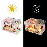 DIY Dollhouse Kit Miniatures DIY Craft Kits Pink Loft Model Wife,Girl Friend Christmas,Birthday,Gift Toy House with Led Lights House Modern Dollhouse Kit DIY 3D Dollhouse Blue Mini House with Tools