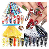 30 Sheets Christmas Nail Stickers Foil Transfers Decals Nail Art Foils Stickers Winter Snowflake Santa Claus Star Tree Decals for Christmas Party Supplies Manicure Transfer Nail Art Accessories