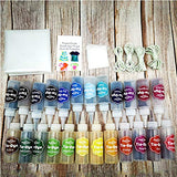 beiyoule 24 x 60ml Tie Dye Kit,Fabric Paint Nontoxic Dye for Clothes Graffiti Textile Painting in One Step,Shirt Fabric Dye with Rubber Bands, Table Covers for Family Friend Party Supplies